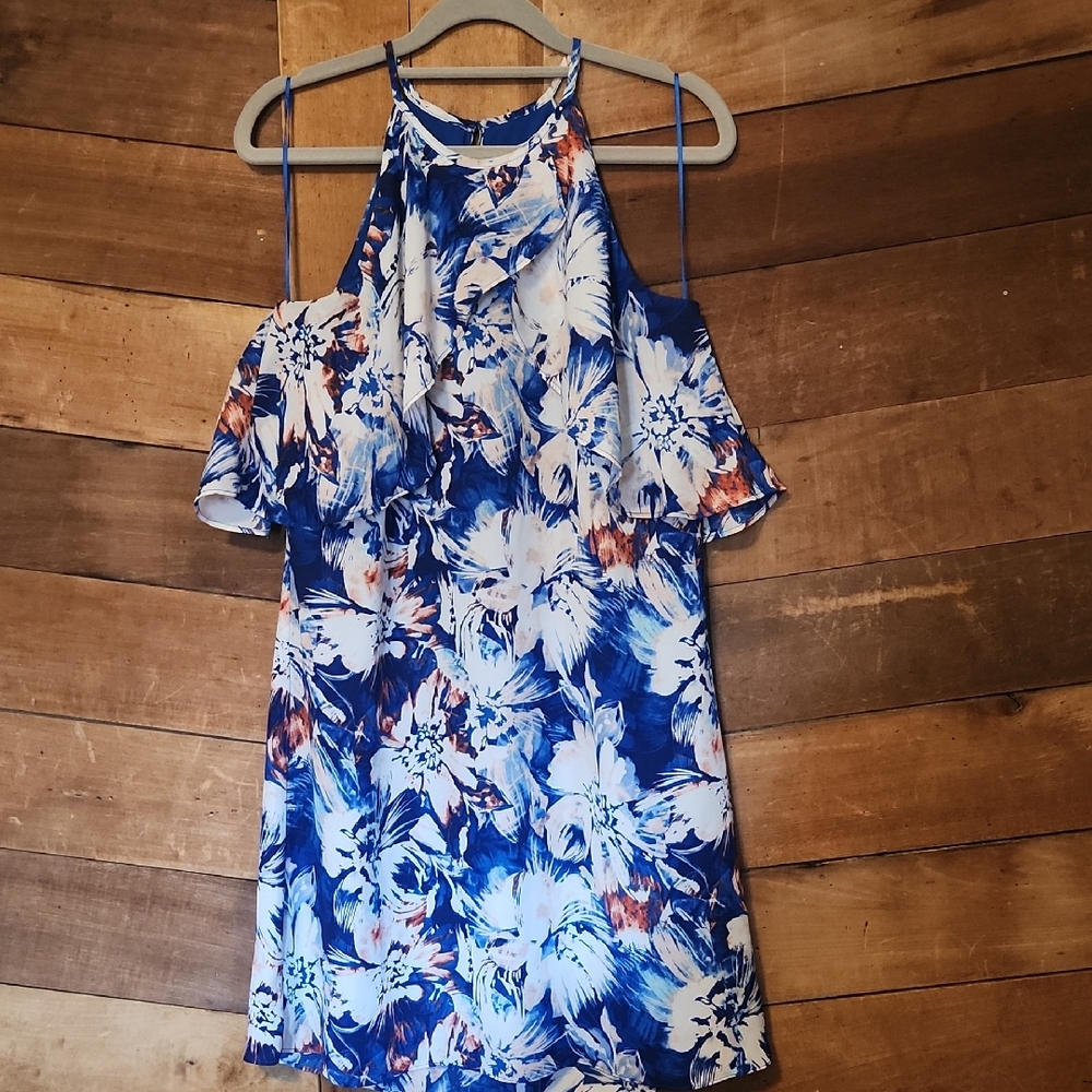 Charles Henry Floral Blue Dress NWY